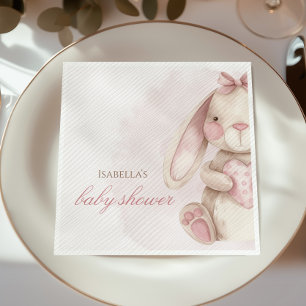 Süße Häschen-Wasserfarbe Rosa Baby Shower Serviette