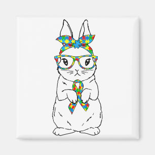 Süße Hase-Autismus-Bewusstseinsbrille Ostern Hase Magnet