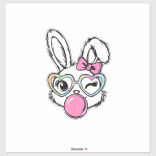 Süße Hasen-Gesicht-Bubble-Gum-Brille Rosa Coquette Aufkleber