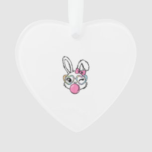 Süße Hasen-Gesicht-Bubble-Gum-Brille Rosa Coquette Ornament