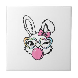 Süße Hasen Gesicht Bubblegum Brille Rosa Coquette  Fliese
