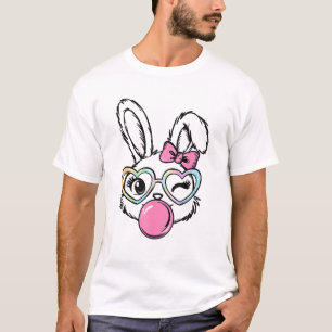 Süße Hasen Gesicht Kaugummi Brille Rosa Coquette S T-Shirt