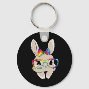 Süße Hasen-Gesicht-Tie-Dye-Brille Ostertag Kinder Schlüsselanhänger