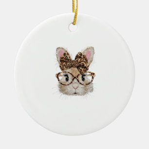 Süße Hasen Kaninchen Gesicht Leopard Coquette Bril Keramik Ornament
