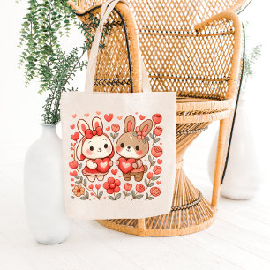 Süße Hasen-Paar-Liebe-Tasche Tragetasche