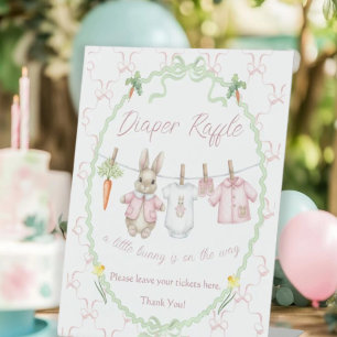 Süße Hasen-Wäscheleine-Baby-Shower-Windel-Raffle Sockelschild