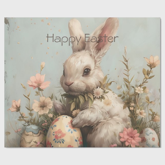 Süße Haseneier Blumen Ostern  Geschenkpapier (Flach)