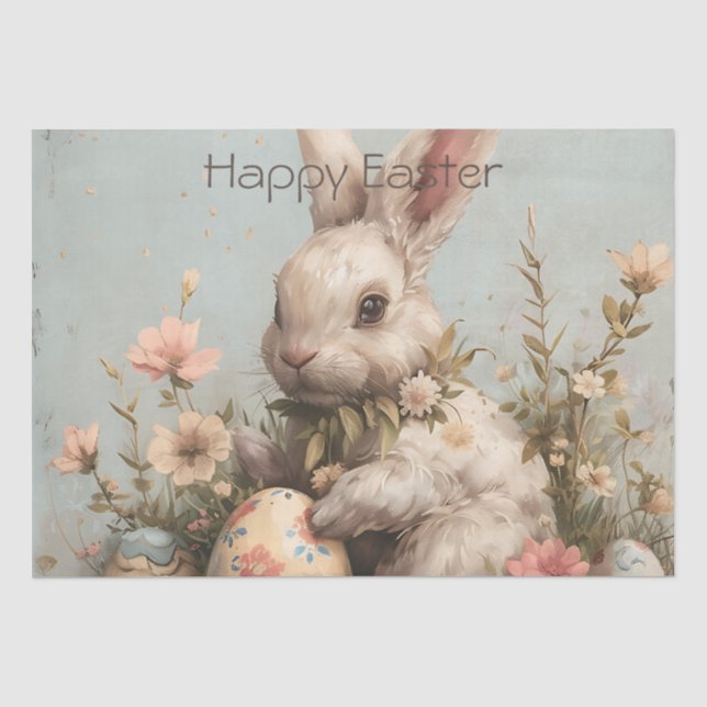 Süße Haseneier Blumen Ostern  Seidenpapier (Vorderseite)