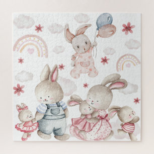 Süße Hasenfamilie Puzzle Kinder Geburtstag