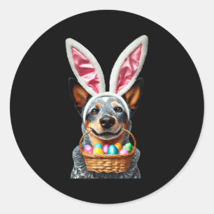 Süße Hasenohren Australian Cattle Dog Ostereier Runder Aufkleber
