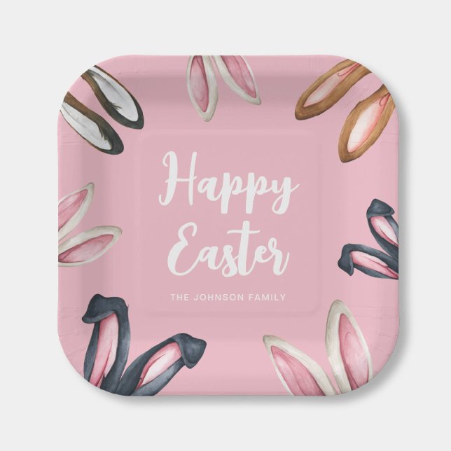 Süße Hasenohren Frohe Ostern Pappteller (Cute Bunny Ears Happy Easter Paper Plates)