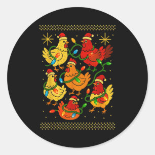 Süße hässliche Weihnachtsküken Huhn Shirt lustiges Runder Aufkleber