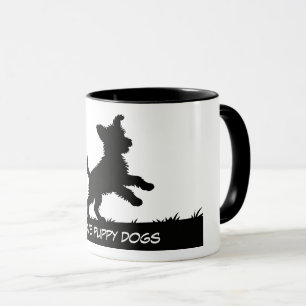Süße Haustier Silhouetten Design - Hunde 1 + Text Tasse
