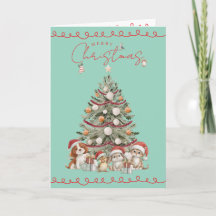 Süße Haustiere Weihnachten Aqua | Gefaltete Grußka