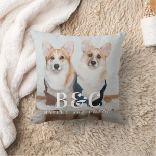 Süße Haustierfreunde Hundeliebhaber Monogramm Foto Kissen