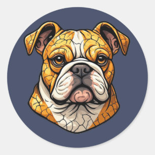 Süße Haustierliebhaber-Englisch-Bulldogge-Illustra Runder Aufkleber
