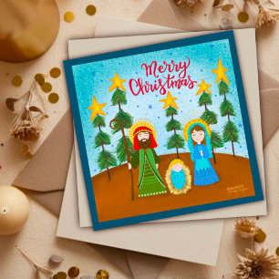 Süße Heilige Familie Inspirierende Weihnachtskarte Feiertagskarte