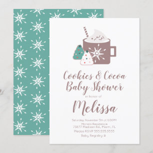 Süße Heiße Schokoladenkekse Tasse Winter Babyparty Einladung
