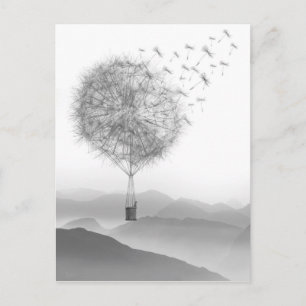 Süße Heißluftballon Löwenzahnsamen wehen Postkarte