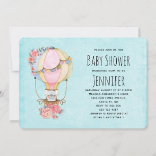 Süße Heißluftballon-Wasserfarben-Baby-Shower-Einla Einladung