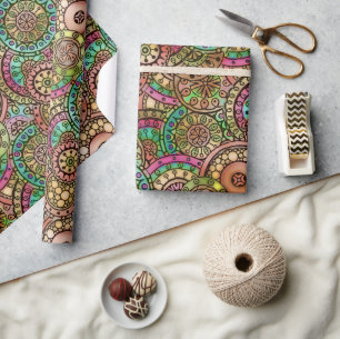 Süße helle Farben Retro-Kreise Blumenmuster Geschenkpapier