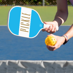 Süße Helle Himmelblau Weiße PICKLE Streifen Text Pickleball Schläger