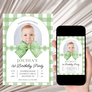 Süße Hellgrüne Fotos Minimalistische Babyparty Einladung