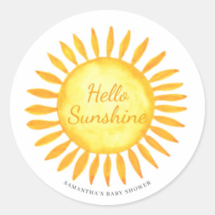 Süße Hello Sunshine geschlechtsneutrale Babyparty Runder Aufkleber