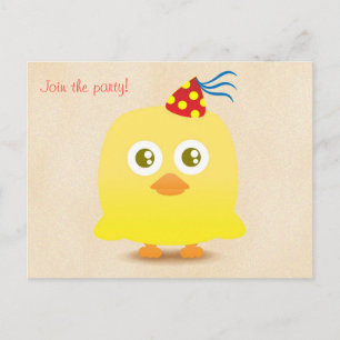 Süße Henne mit Partyhut-Postkarte Einladungspostkarte