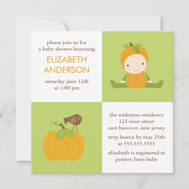 Süße Herbst-Babyparty Einladung (Vorderseite)