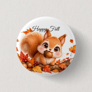 Süße Herbst-Eichhörnchen-Button-Editables Button