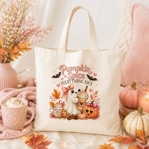 Süße Herbst-Geist- und Kürbis-Halloween-Tasche Tragetasche