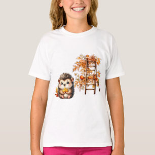 Süße Herbst-Igel-Illustration mit Ernteleiter T-Shirt