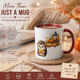 Süße Herbst-Igel-Illustration mit Ernteleiter Tasse