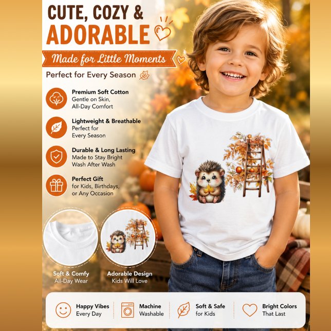 Süße Herbst-Igel-Illustration mit Ernteleiter Tri-Blend Shirt (Von Creator hochgeladen)