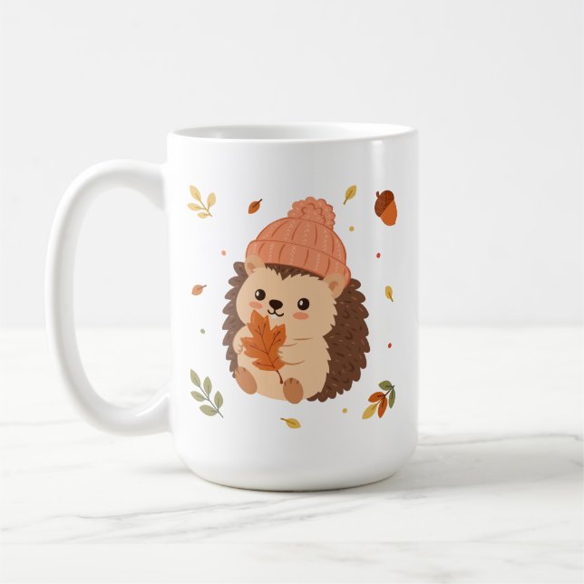 Süße Herbst-Igel-Wasserfarbe-Kaffee Kaffeetasse (Links)