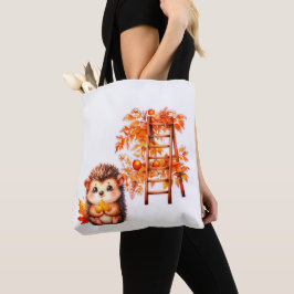 Süße Herbst-Illustration eines Igels mit Ernte-Lei Tasche