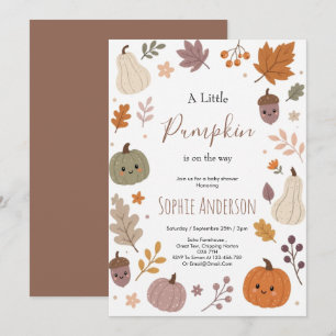 Süße Herbst-Kürbis-Botanik-Foliage-Baby-Party Einladung