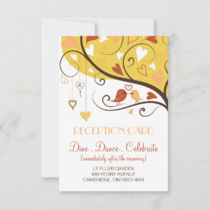 Süße Herbst-Liebesvögel-Hochzeitsempfangskarte Einladung