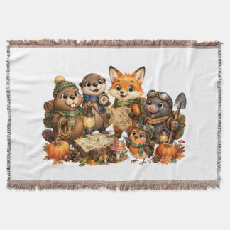 Süße Herbst-Waldtiere Schatzsuche Decke