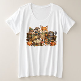 Süße Herbst-Waldtiere Schatzsuche Große Größe T-Shirt