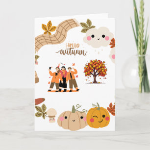 Süße Herbstfreunde und glückliche Kürbisse Hallo H Karte