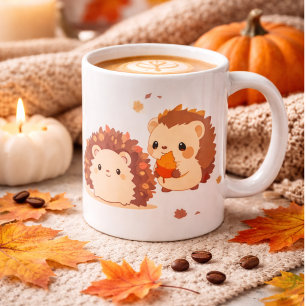 Süße Herbstigel – Kawaii Waldtiere des Herbstes Zweifarbige Tasse