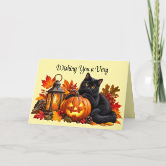 Süße Herbstkatze Grußkarte Karte