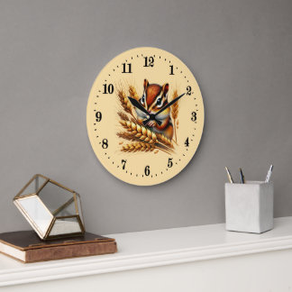 Süße Herbstliche Eichhörnchenliebhaber Große Wanduhr