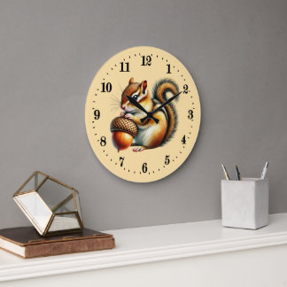 Süße Herbstliche Eichhörnchenliebhaber Große Wanduhr