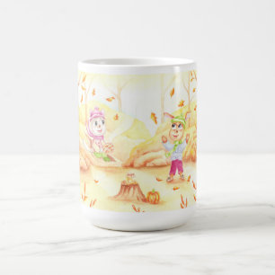 Süße Herbstwanderung im Wald Kaffeetasse