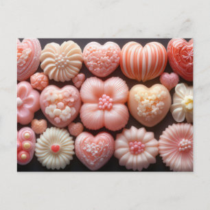 Süße Herz Pralinen aus Schokoladen Valentinstag Postkarte