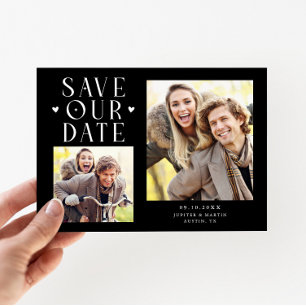 Süße Herzen 2-Foto Schwarze Hochzeit Save The Date