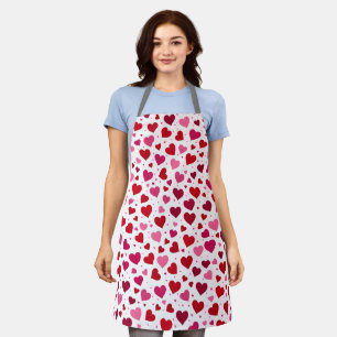 Süße Herzen Damen-Schürze - Rot Rosa Grafik-Gesche Schürze